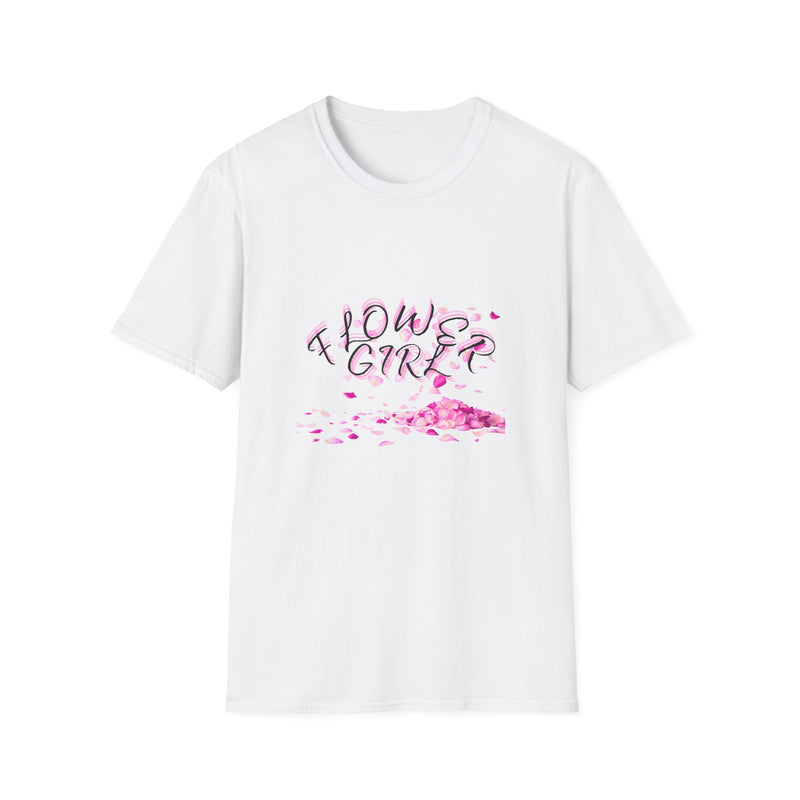 Flower Girl T-Shirt, Softstyle Unisex Tee, Floral Graphic Tee, Perfect for Weddings, Spring Events, Casual Wear, Gift Idea