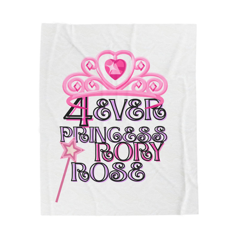 Whimsical Princess Velveteen Plush Blanket, Cozy Throw for Kids, Gift for Birthdays, Baby Showers, Nursery Decor, 4ever Princess