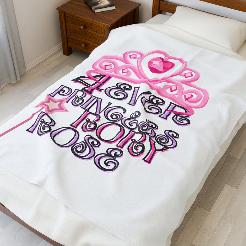 Whimsical Princess Velveteen Plush Blanket, Cozy Throw for Kids, Gift for Birthdays, Baby Showers, Nursery Decor, 4ever Princess