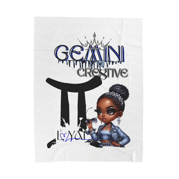Gemini Themed Velveteen Plush Blanket, Cozy Throw, Personalized Gift, Astrology Decor, Birthday Gift, Home Snuggie