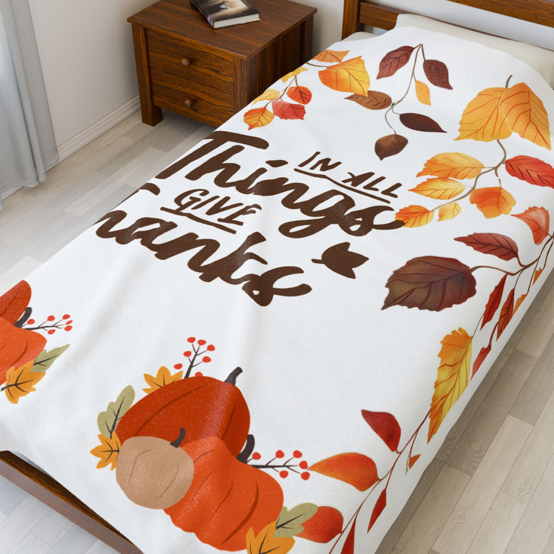 Thanksgiving Velveteen Plush Blanket - Cozy Autumn Decor