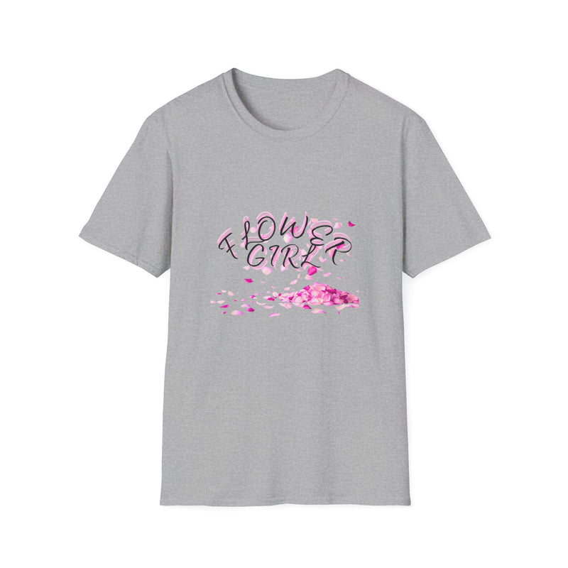 Flower Girl T-Shirt, Softstyle Unisex Tee, Floral Graphic Tee, Perfect for Weddings, Spring Events, Casual Wear, Gift Idea
