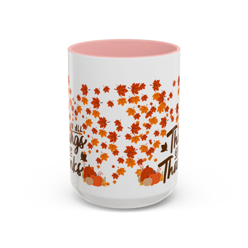 Thanksgiving Accent Coffee Mug - 'In All Things Give Thanks'
