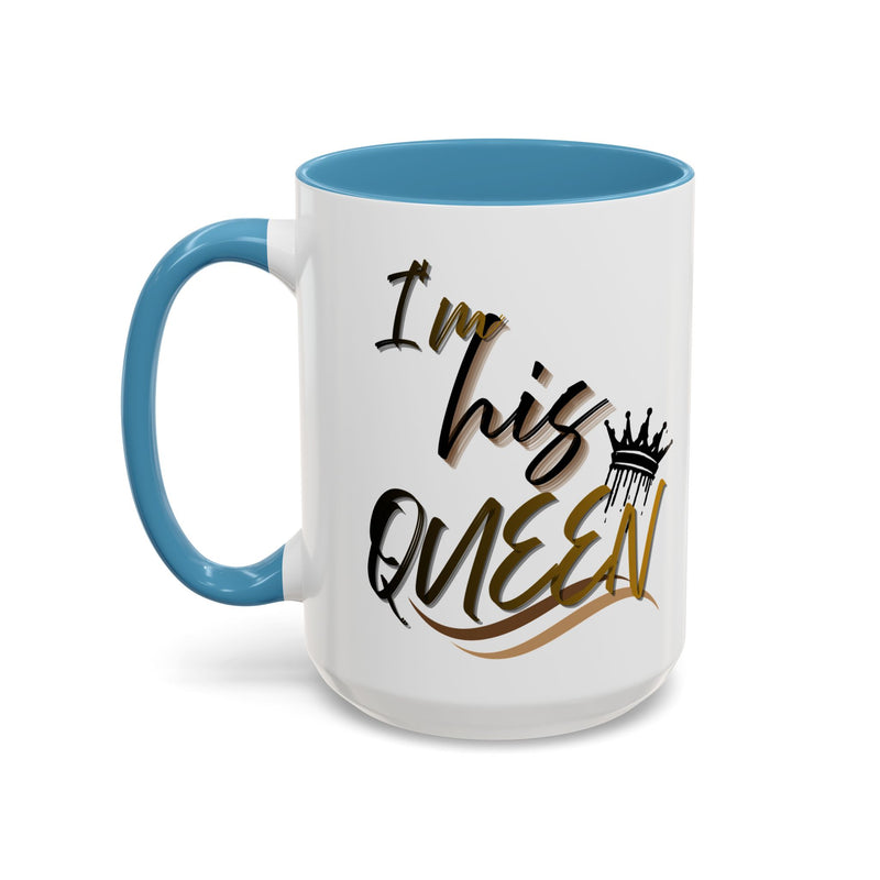 His Queen Accent Coffee Mug - Stylish Ceramic Mug for Couples