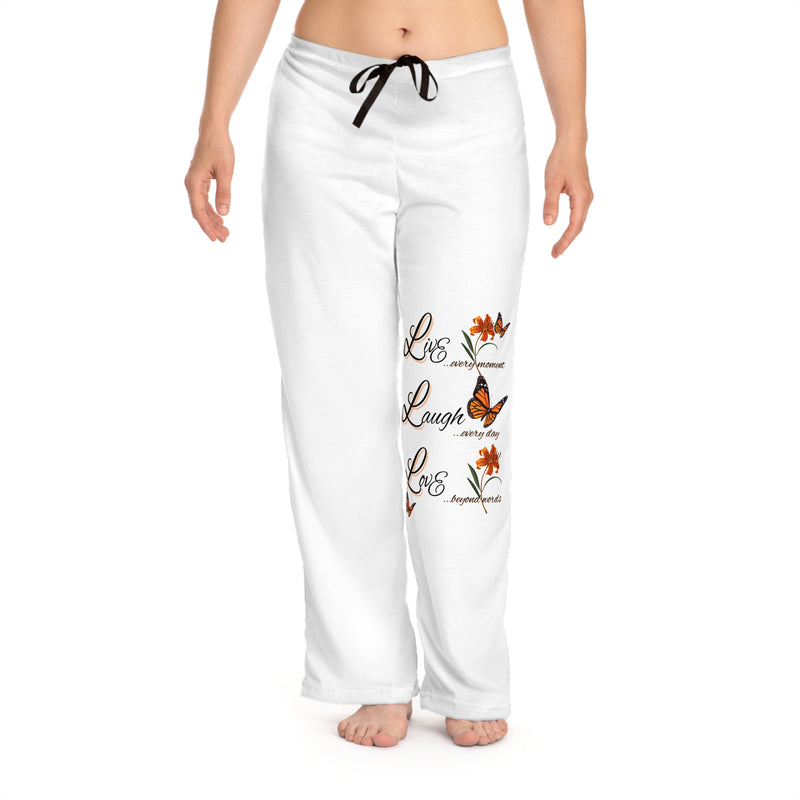 Love Laugh Live Butterfly Pajama Pants — Women's Cozy Lounge Sleepwear