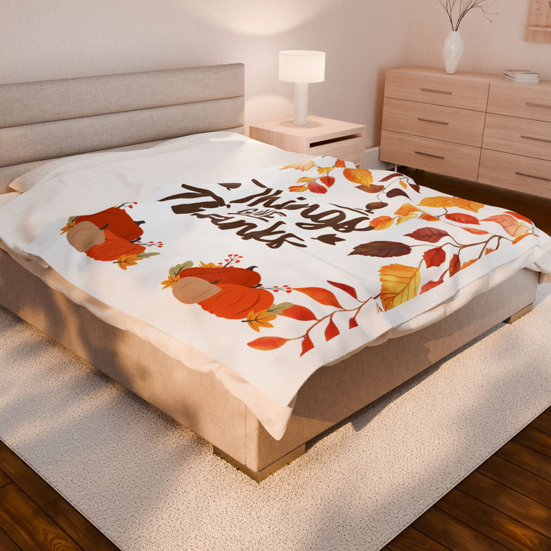 Thanksgiving Velveteen Plush Blanket - Cozy Autumn Decor