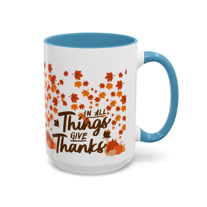 Thanksgiving Accent Coffee Mug - 'In All Things Give Thanks'