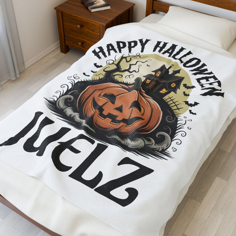 Halloween Velveteen Plush Blanket, Cozy Throw for Spooky Nights, Personalized Gift, Autumn Decor, Warm and Soft Blanket