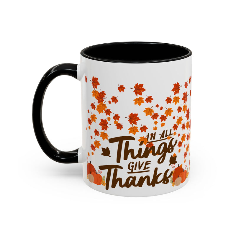 Thanksgiving Accent Coffee Mug - 'In All Things Give Thanks'