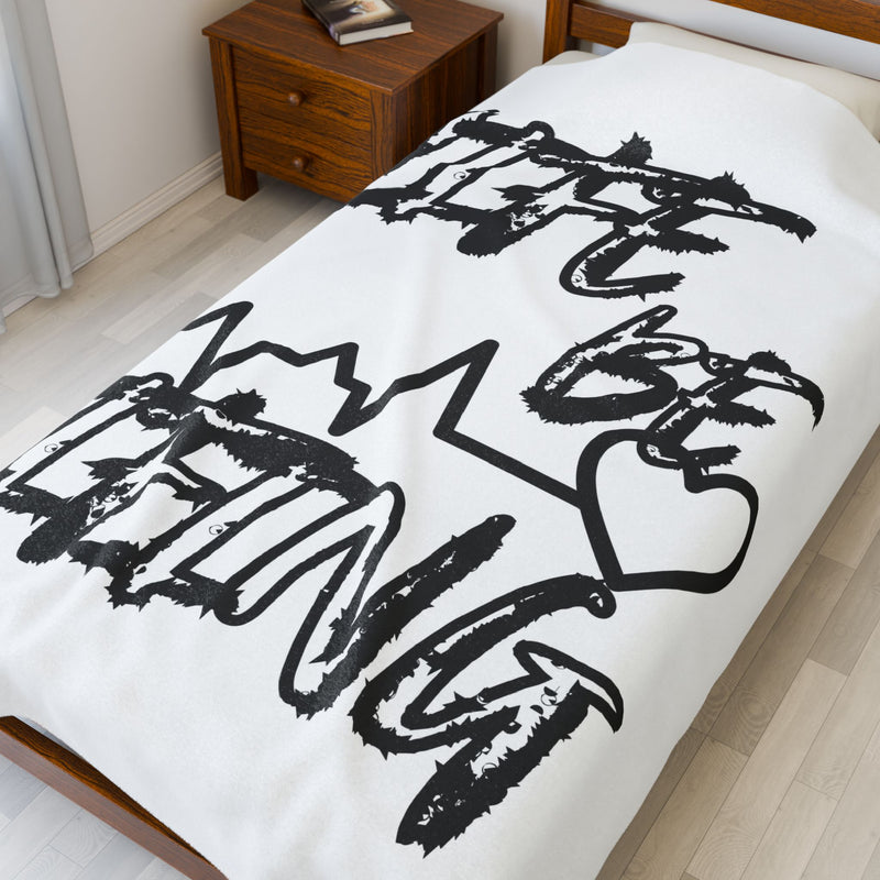Velveteen Plush Blanket — "Life Be Getting" Script Design with Heartbeat Graphic