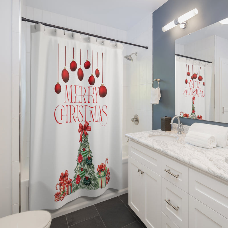 Merry Christmas Shower Curtain - Festive Holiday Decor