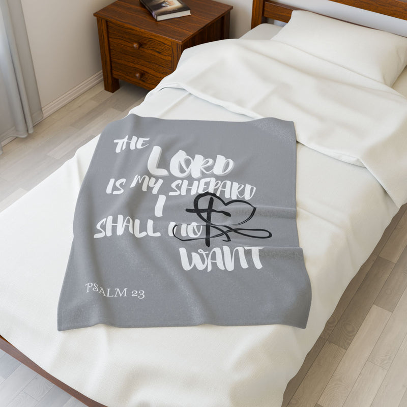Inspirational Velveteen Plush Blanket - Psalm 23