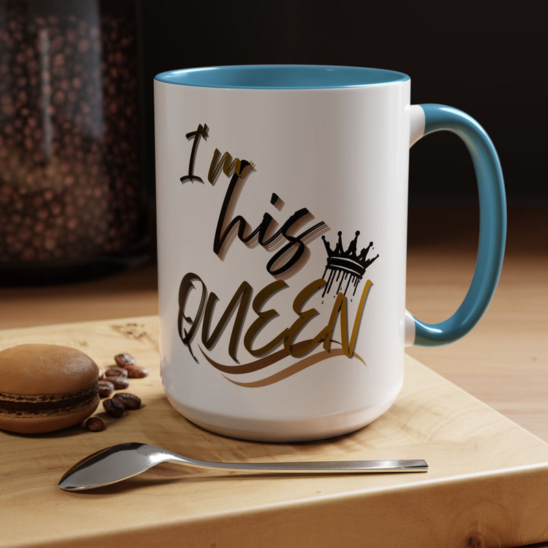 His Queen Accent Coffee Mug - Stylish Ceramic Mug for Couples