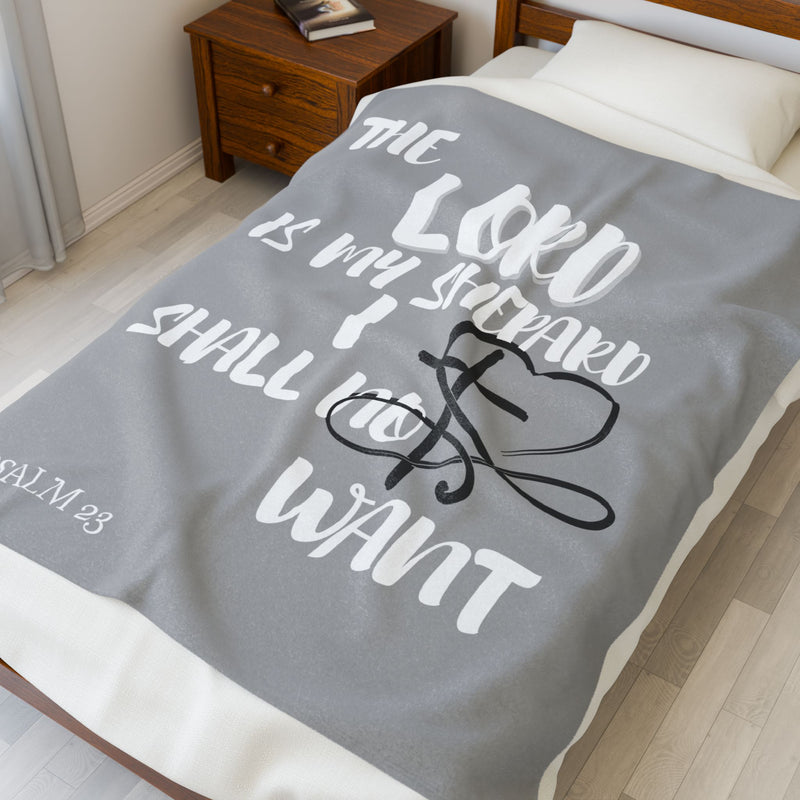 Inspirational Velveteen Plush Blanket - Psalm 23