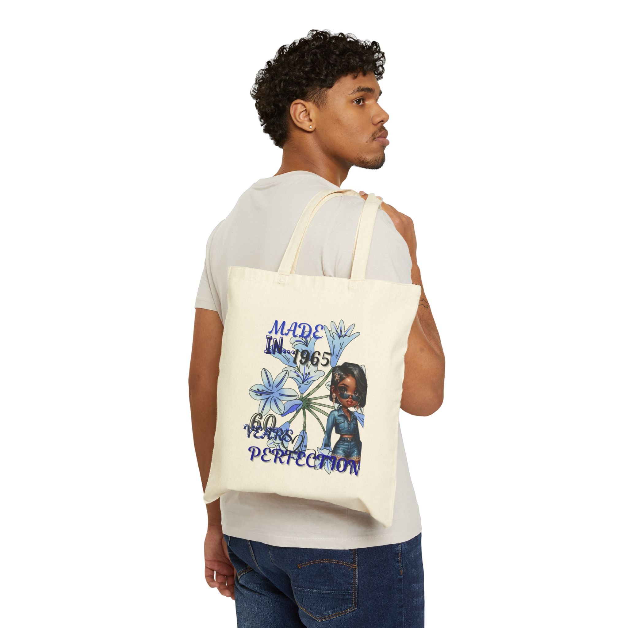 Vintage-Inspired Cotton Canvas Tote Bag, Made in 1965, Perfect for Everyday Use, Eco-Friendly Gift, Stylish and Functional