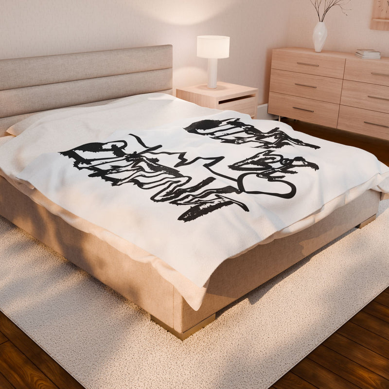 Velveteen Plush Blanket — "Life Be Getting" Script Design with Heartbeat Graphic