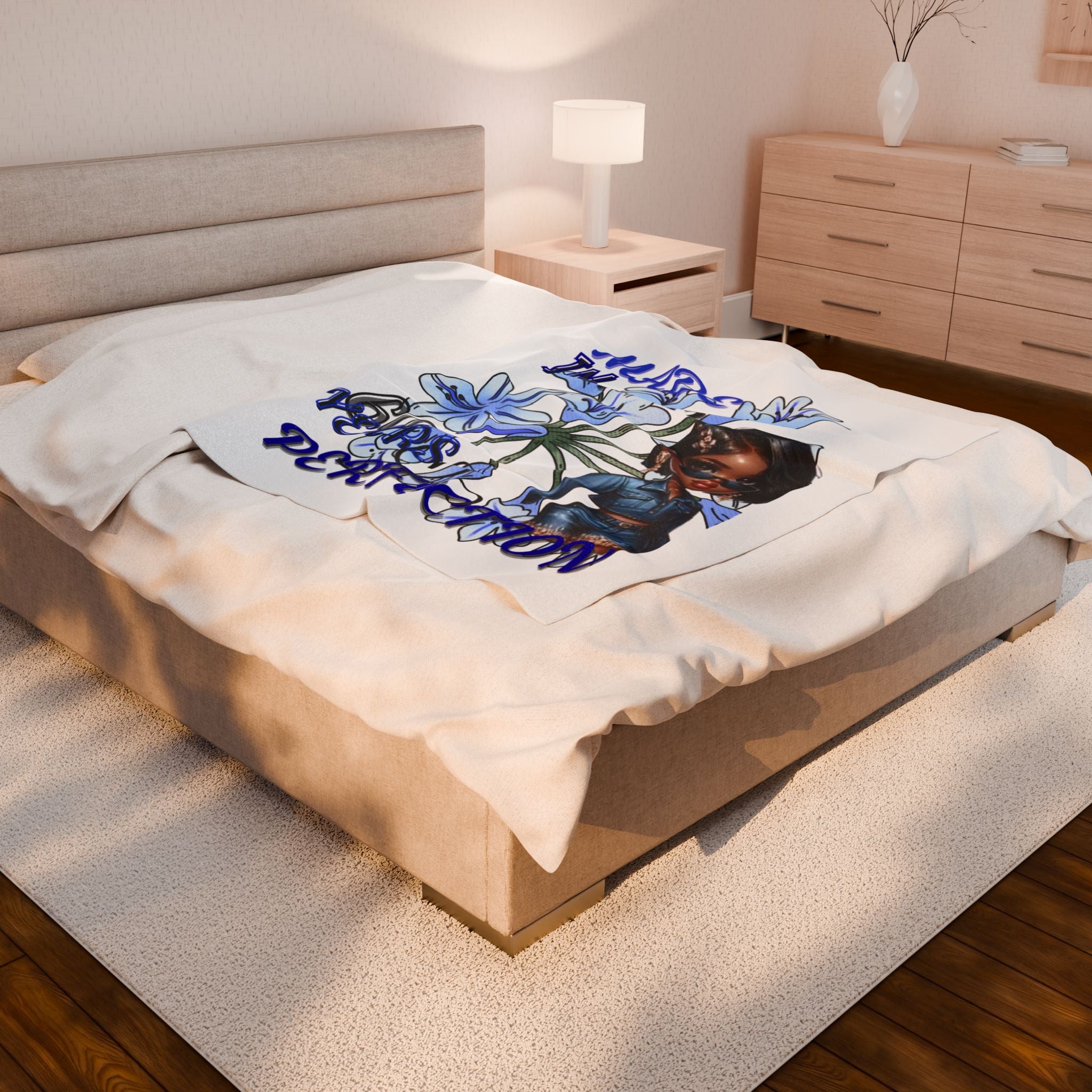 60th Birthday Velveteen Plush Blanket, Cozy Throw, Gift for Her, Made in 1965, Birthday Celebration, Custom Blanket, Floral Design