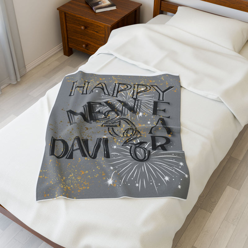 New Year Celebration Velveteen Plush Blanket