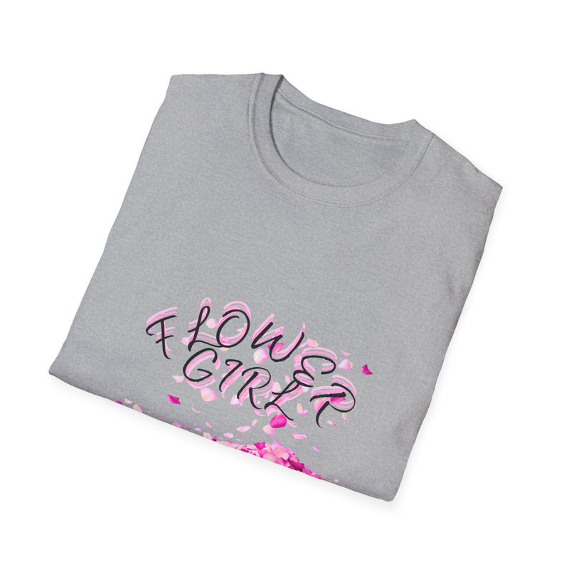 Flower Girl T-Shirt, Softstyle Unisex Tee, Floral Graphic Tee, Perfect for Weddings, Spring Events, Casual Wear, Gift Idea