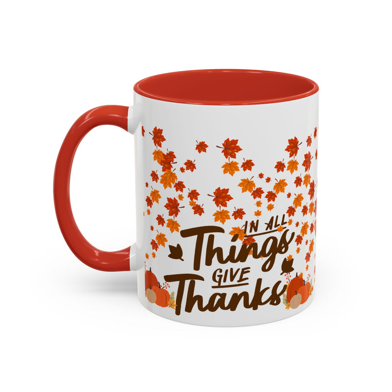 Thanksgiving Accent Coffee Mug - 'In All Things Give Thanks'