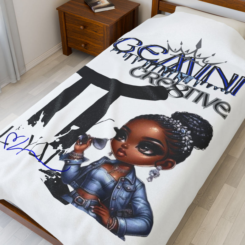 Gemini Themed Velveteen Plush Blanket, Cozy Throw, Personalized Gift, Astrology Decor, Birthday Gift, Home Snuggie