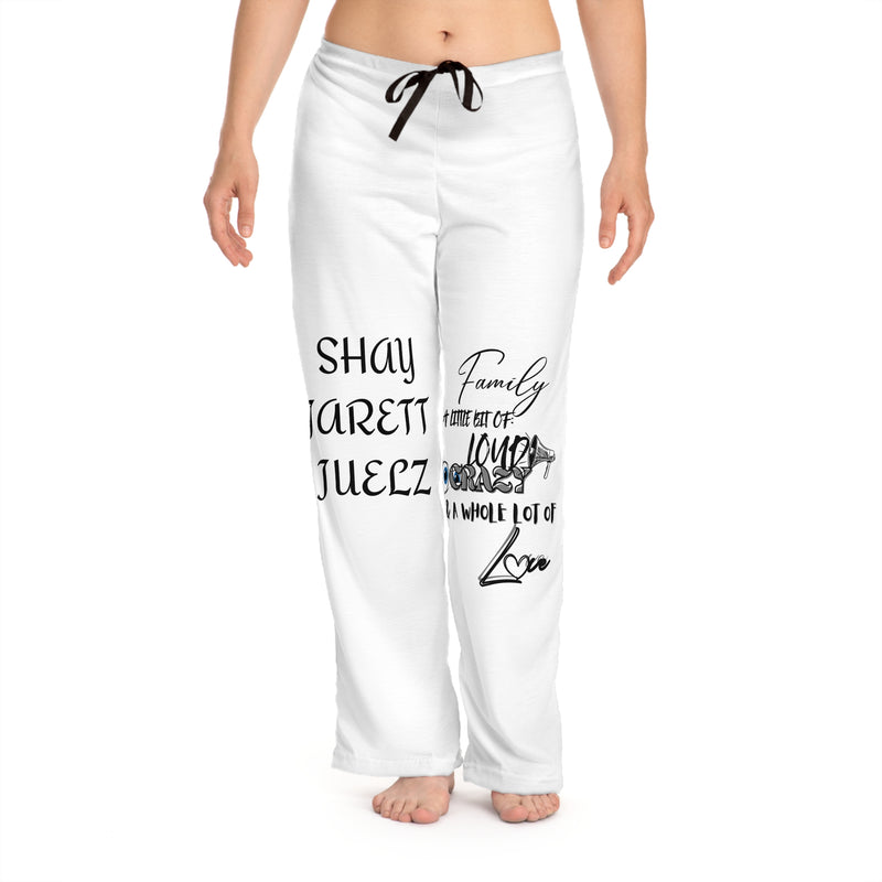 Personalized Women’s Pajama Pants — Custom Name & “Family: A Little Bit of Crazy” Graphic