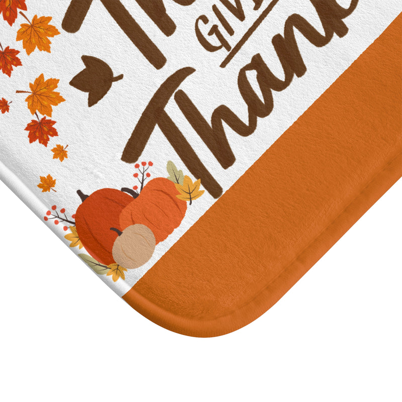 Thanksgiving Autumn Bath Mat - "In All Things Give Thanks"