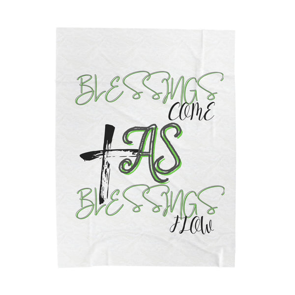 Blessings Come Velveteen Plush Blanket | Cozy Gift, Inspirational Room Decor, Faith-Themed Accessories, Perfect for Any Occasion