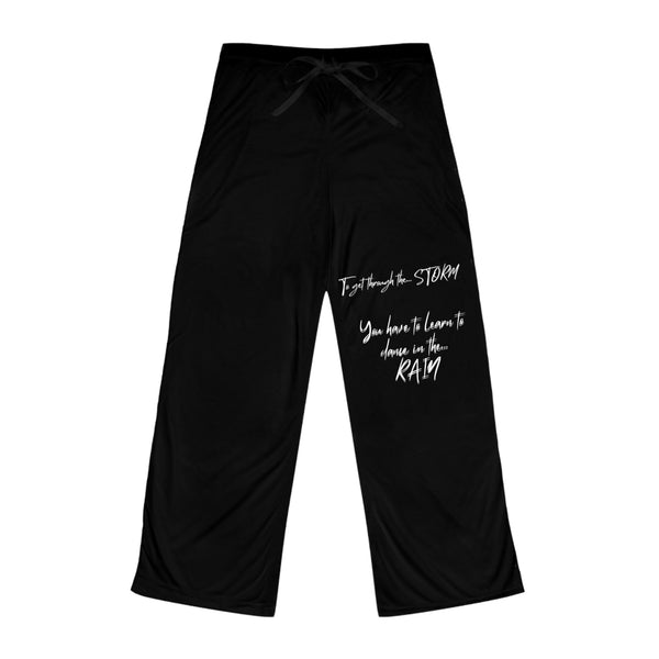 Women's Black Pajama Pants with Inspirational Script – "Just Through the Storm..."
