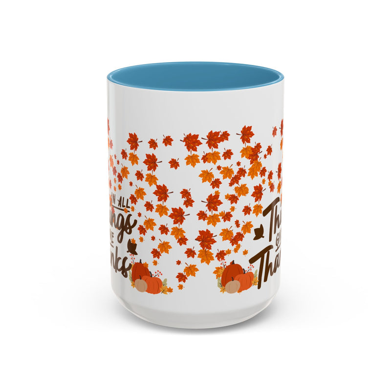 Thanksgiving Accent Coffee Mug - 'In All Things Give Thanks'