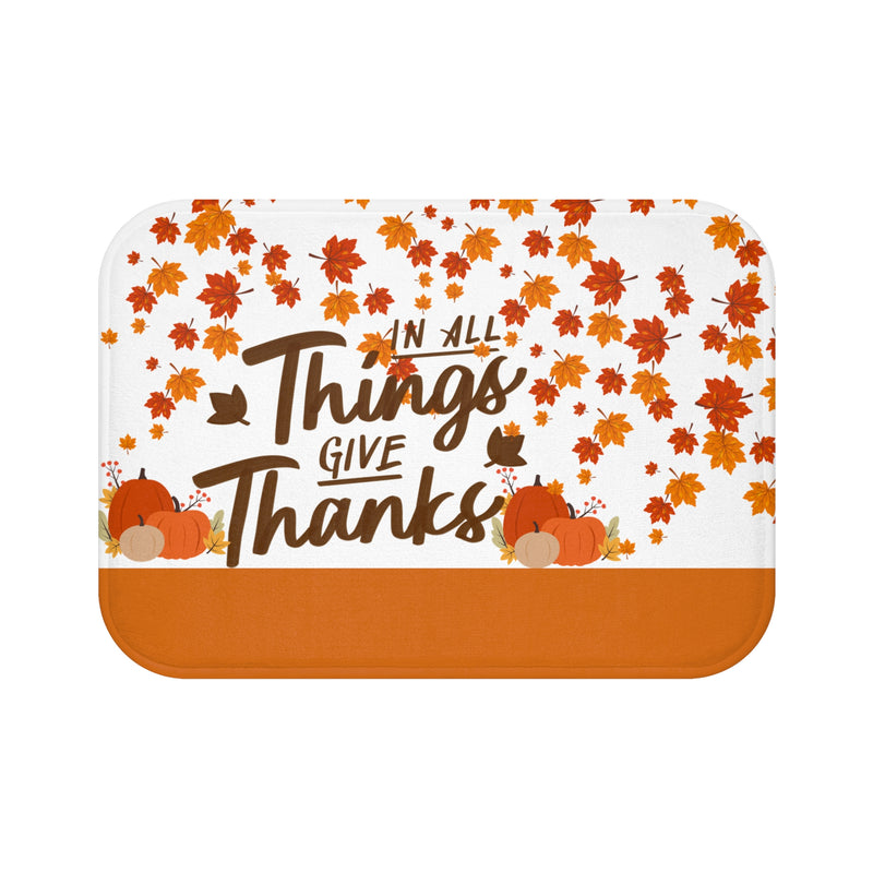 Thanksgiving Autumn Bath Mat - "In All Things Give Thanks"