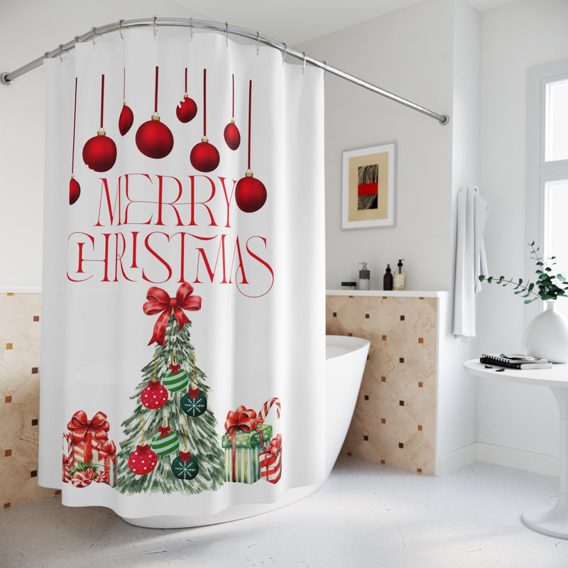 Merry Christmas Shower Curtain - Festive Holiday Decor