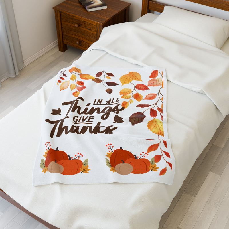 Thanksgiving Velveteen Plush Blanket - Cozy Autumn Decor