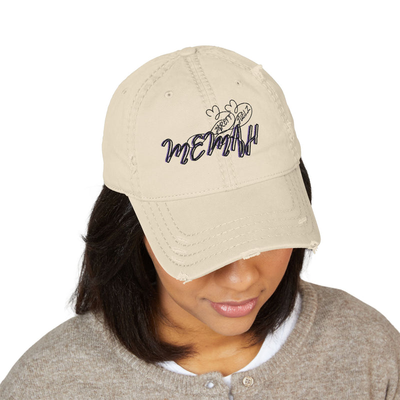 Distressed Dad Hat with Cute Embroidered Design, Casual Fashion Cap, Gift for Dads, Trendy Accessory, Everyday Wear