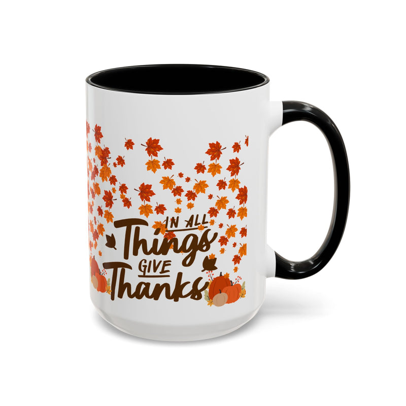Thanksgiving Accent Coffee Mug - 'In All Things Give Thanks'