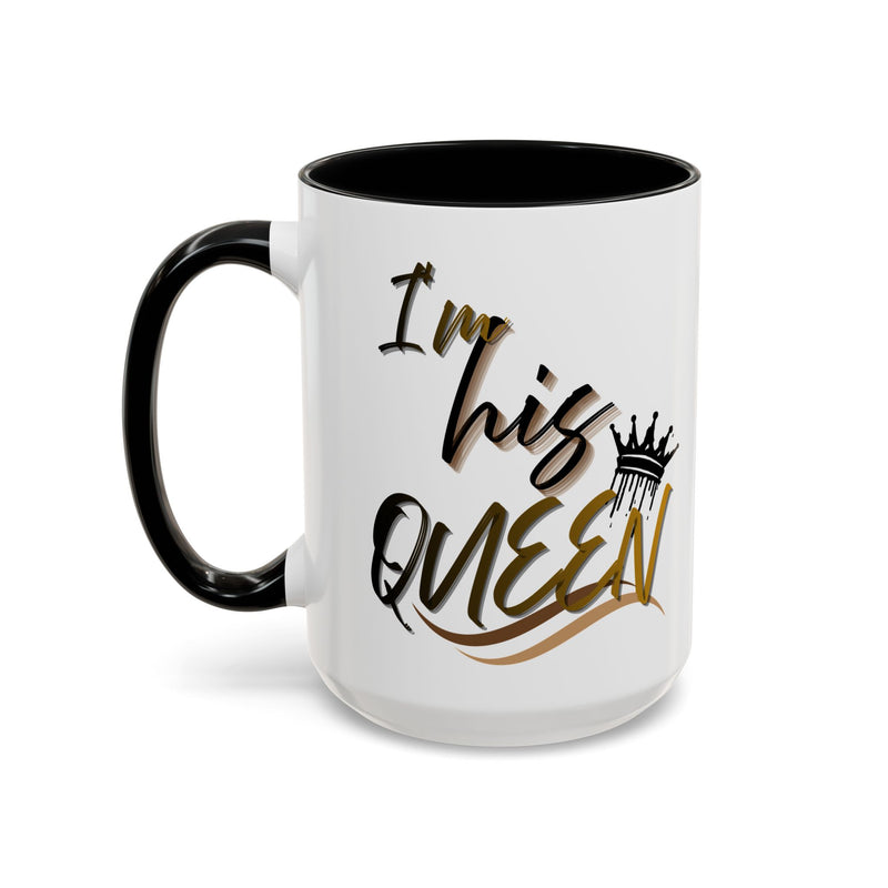 His Queen Accent Coffee Mug - Stylish Ceramic Mug for Couples