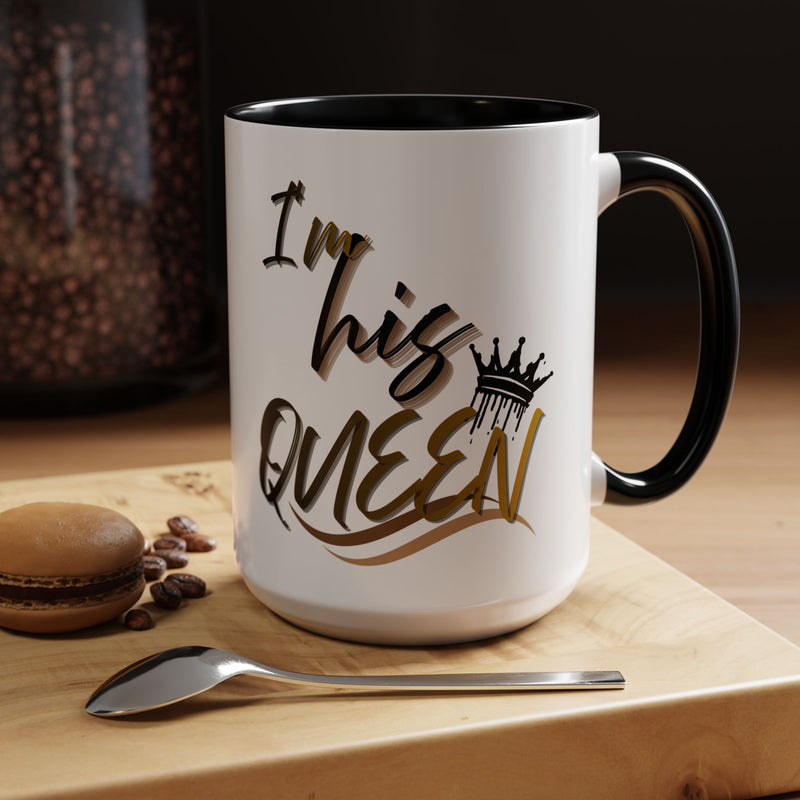 His Queen Accent Coffee Mug - Stylish Ceramic Mug for Couples