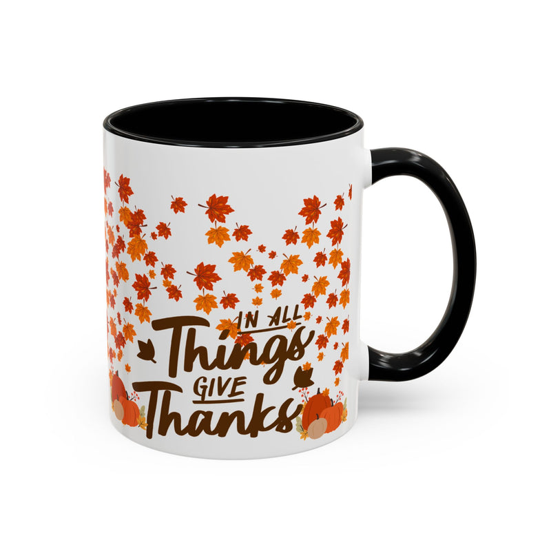 Thanksgiving Accent Coffee Mug - 'In All Things Give Thanks'