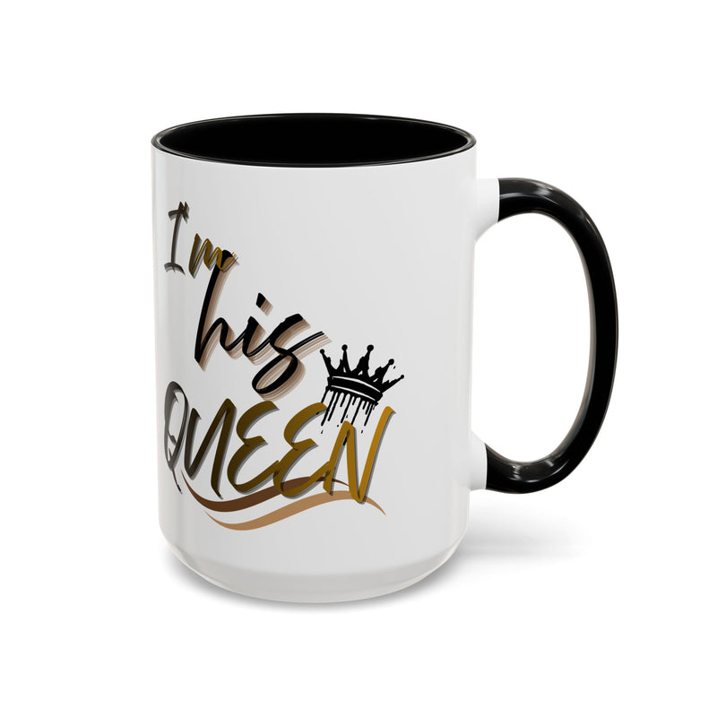 His Queen Accent Coffee Mug - Stylish Ceramic Mug for Couples