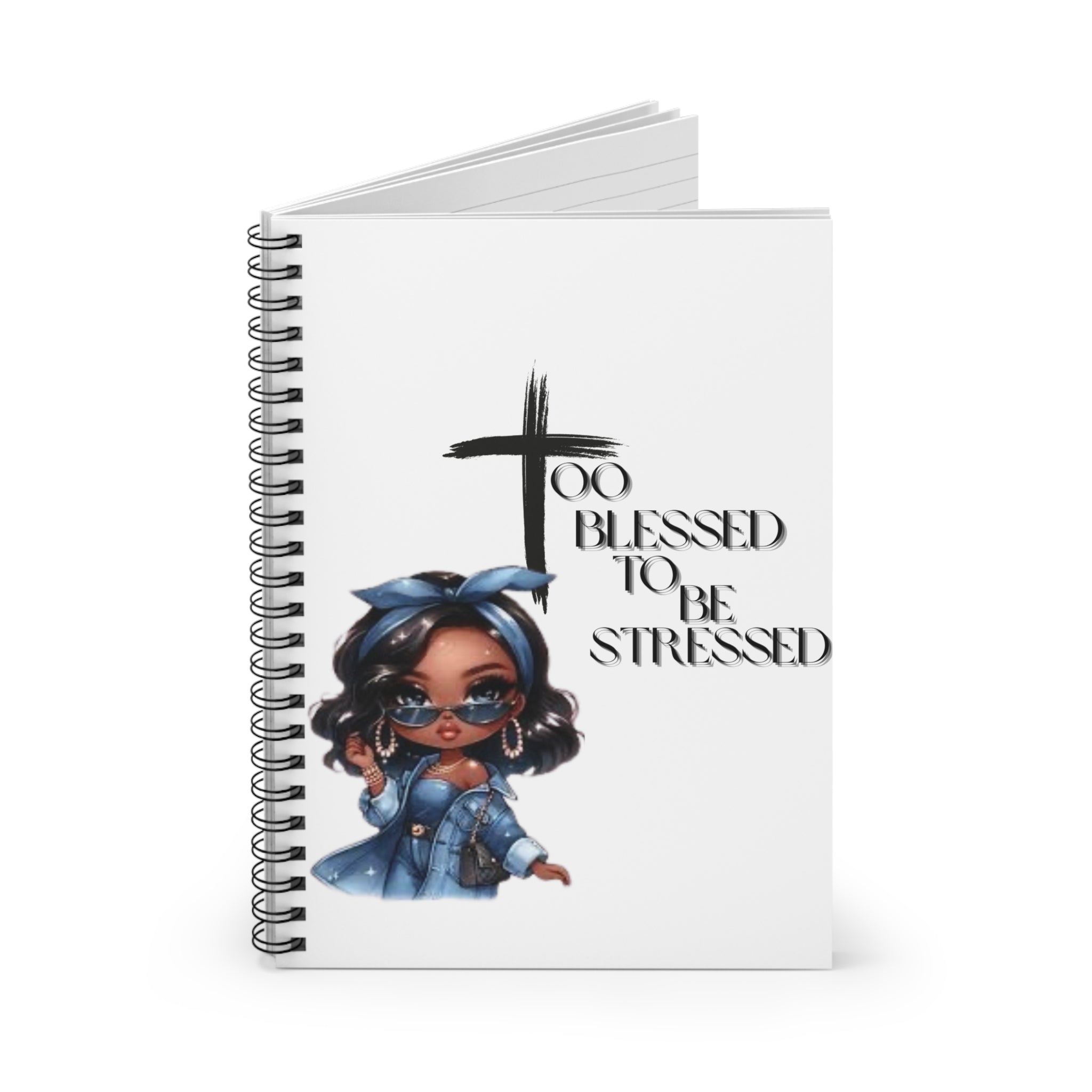 Spiral Notebook - Too Blessed to Be Stressed, Inspirational Journal, Self-Care Gift, Motivational Notepad, Cook Book