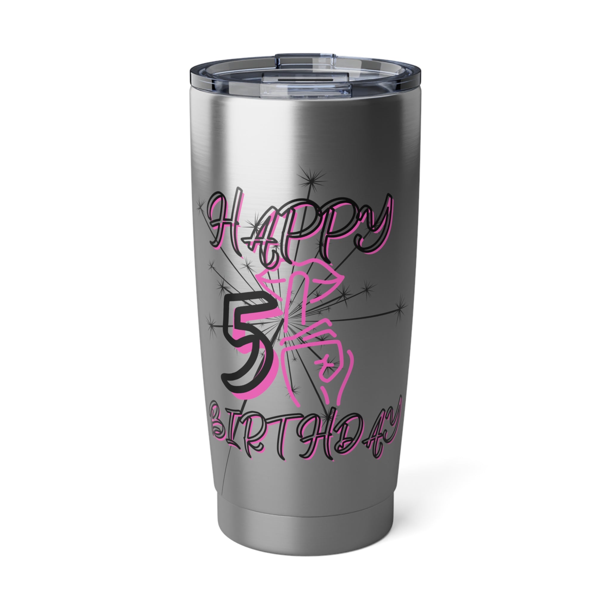 Happy 51st Birthday Vagabond Tumbler, Personalized Travel Mug, Gift for Kids, Birthday Party Favor, Metallic Insulated Drinkware