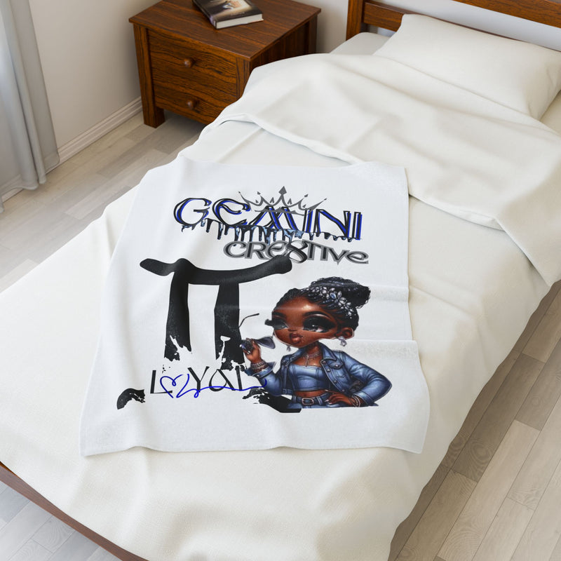 Gemini Themed Velveteen Plush Blanket, Cozy Throw, Personalized Gift, Astrology Decor, Birthday Gift, Home Snuggie