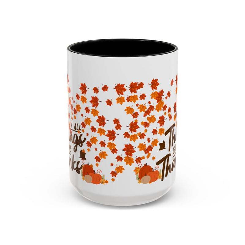 Thanksgiving Accent Coffee Mug - 'In All Things Give Thanks'