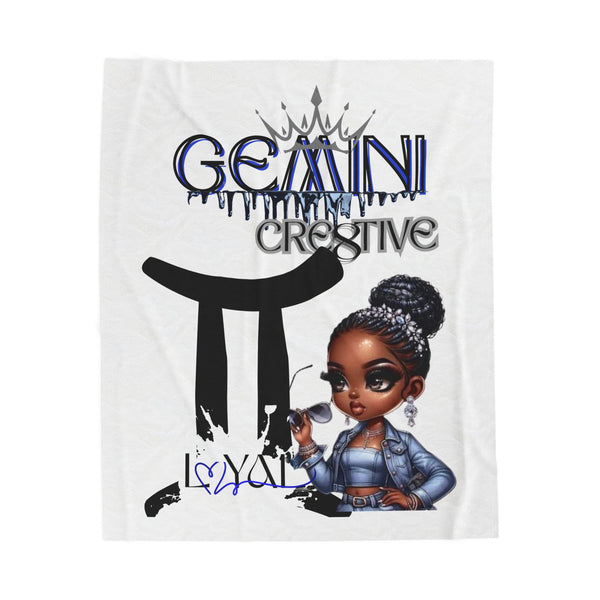 Gemini Themed Velveteen Plush Blanket, Cozy Throw, Personalized Gift, Astrology Decor, Birthday Gift, Home Snuggie