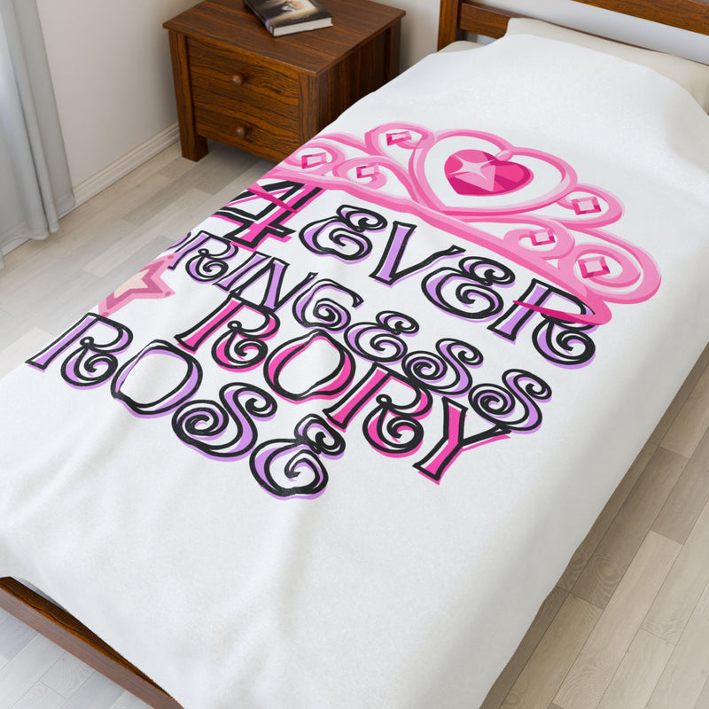Whimsical Princess Velveteen Plush Blanket, Cozy Throw for Kids, Gift for Birthdays, Baby Showers, Nursery Decor, 4ever Princess