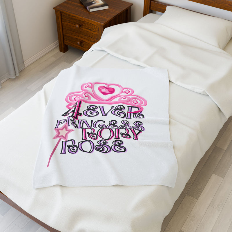 Whimsical Princess Velveteen Plush Blanket, Cozy Throw for Kids, Gift for Birthdays, Baby Showers, Nursery Decor, 4ever Princess