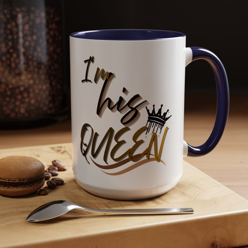 His Queen Accent Coffee Mug - Stylish Ceramic Mug for Couples