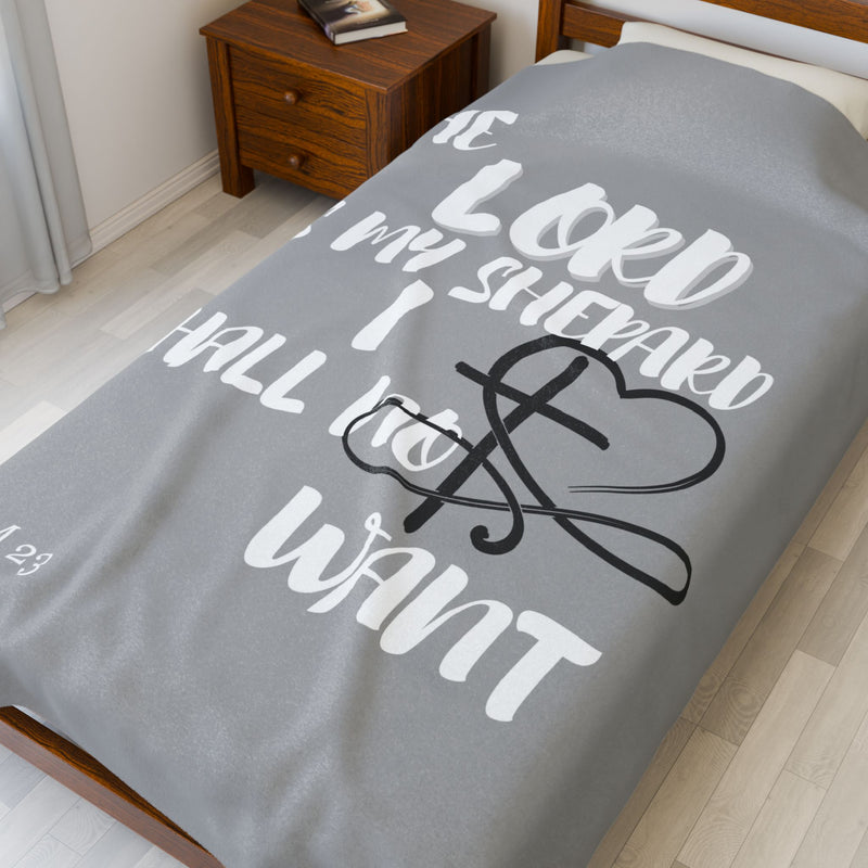 Inspirational Velveteen Plush Blanket - Psalm 23