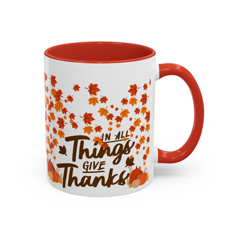 Thanksgiving Accent Coffee Mug - 'In All Things Give Thanks'