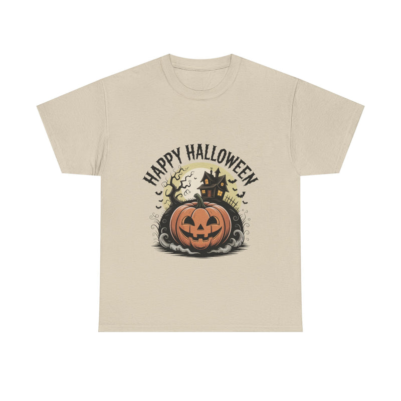 Halloween Pumpkin Tee | Unisex Heavy Cotton Tee | Fall Apparel, Spooky Shirt, Halloween Costume, Autumn Style, Seasonal Gift